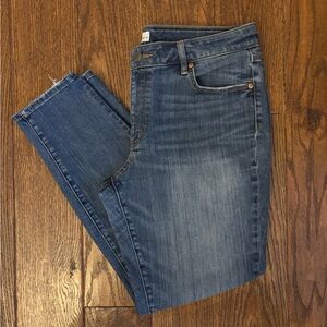 LOFT Women’s Distressed Blue Slim Straight Jeans